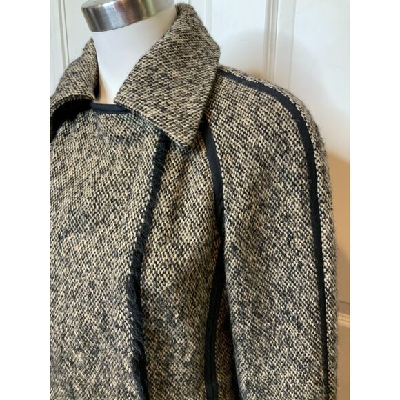 Lanvin Black Gray Tweed Mohair Wool Blend Zip-Up Moto Jacket Fringe Size 38 | 6 - Picture 3 of 7